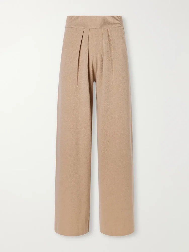 Access pleated wool and cashmere-blend wide-leg pants