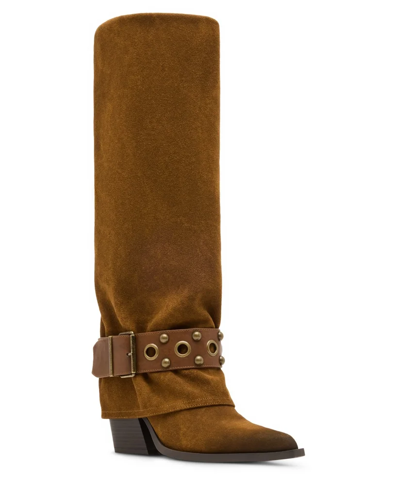 Rodeo Cuffed Studded Tall Cowboy Boots