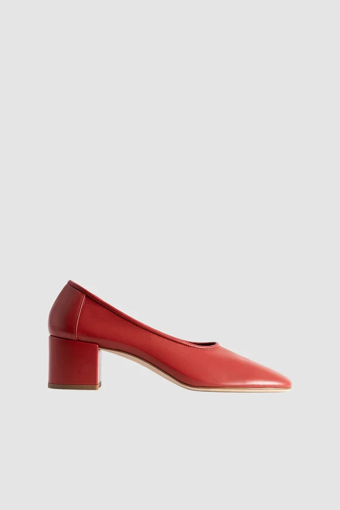 Prudence 45 Leather Pump in Red