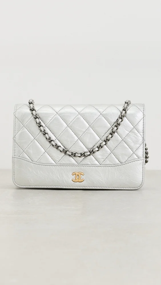 Chanel Silver Metallic Gabrielle Wallet On Chain