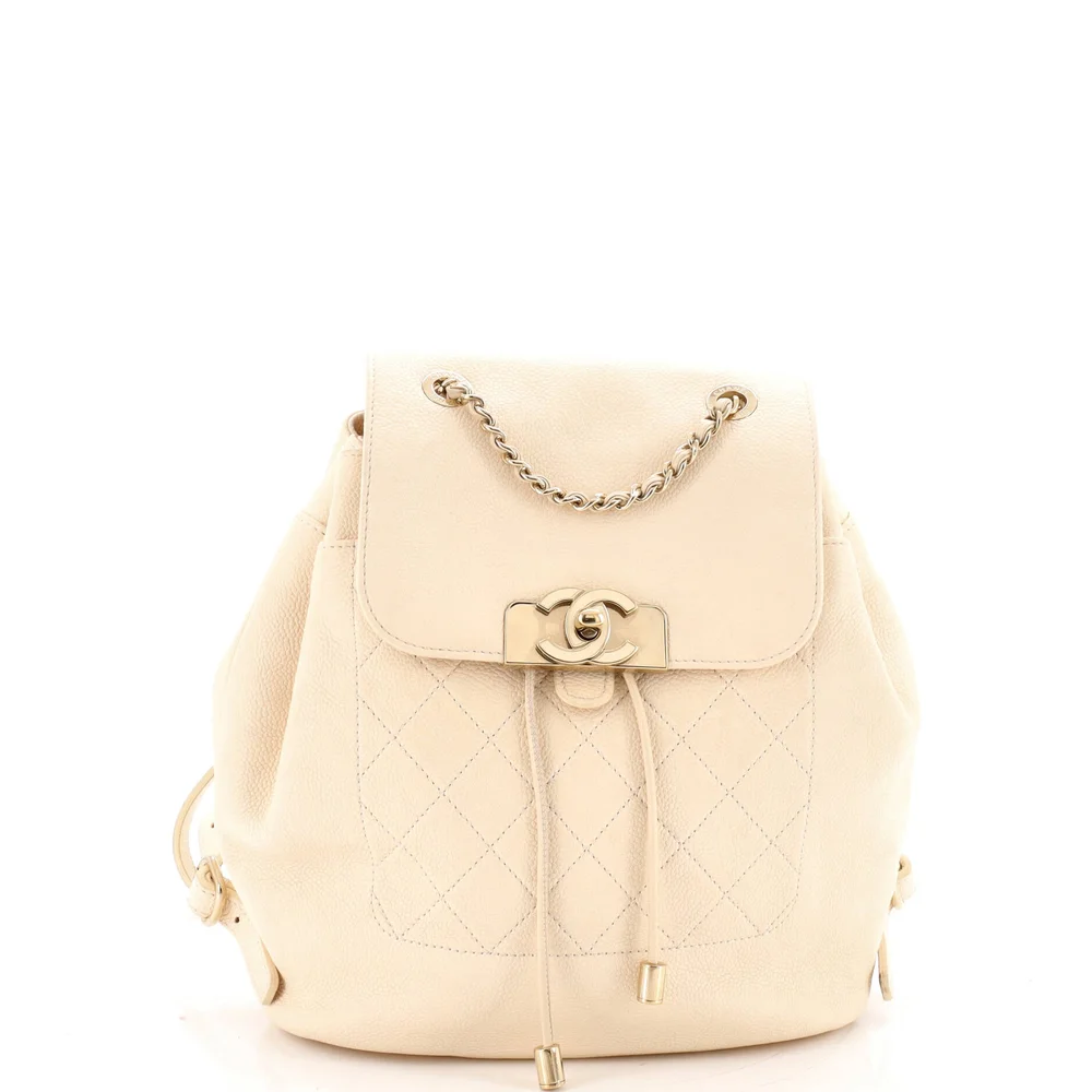 Pre-Owned Chanel Data Center CC Flap Backpack Quilted Caviar Medium