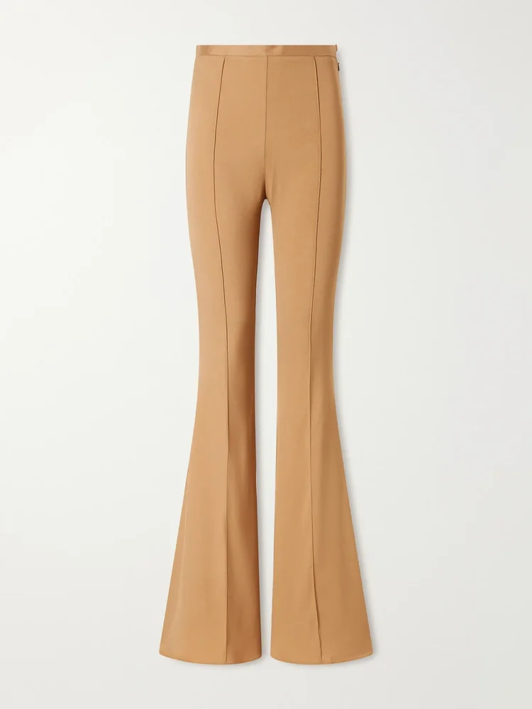 Mae crepe-cady high-waisted flared pants