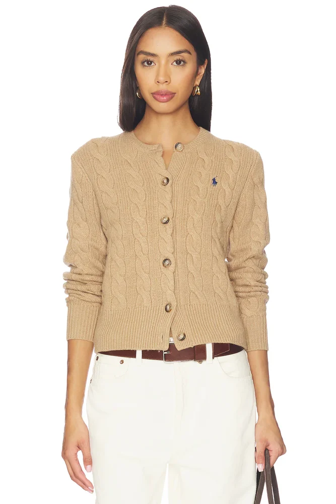 Cable Knit Wool Cashmere Cardigan