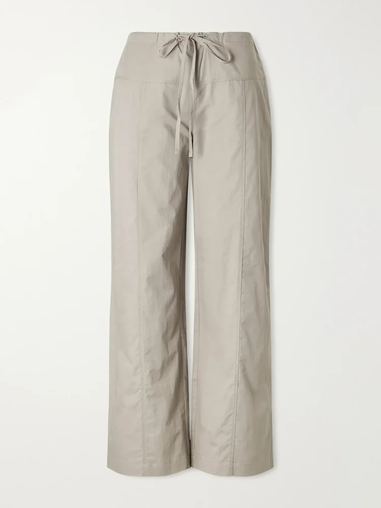 Seam organic cotton straight-leg drawstring pants