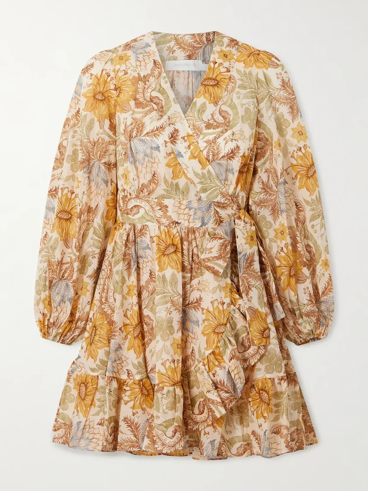 Daylight ruffled floral-print cotton-voile mini wrap dress