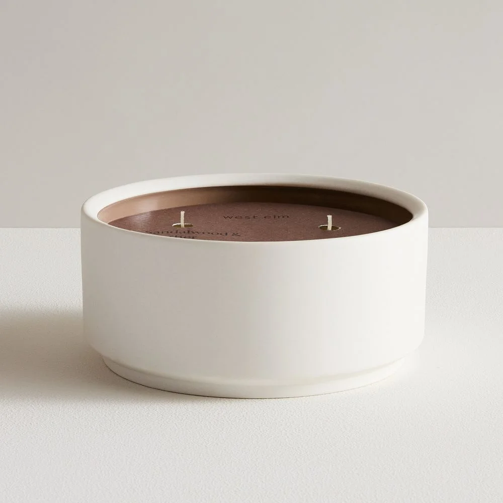 Homescent Triple Wick Candle, Sandalwood & Leather