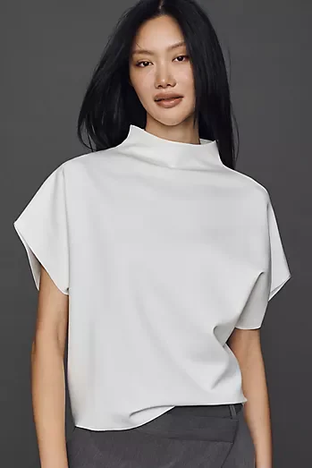 By Anthropologie Mock-Neck Batwing Top