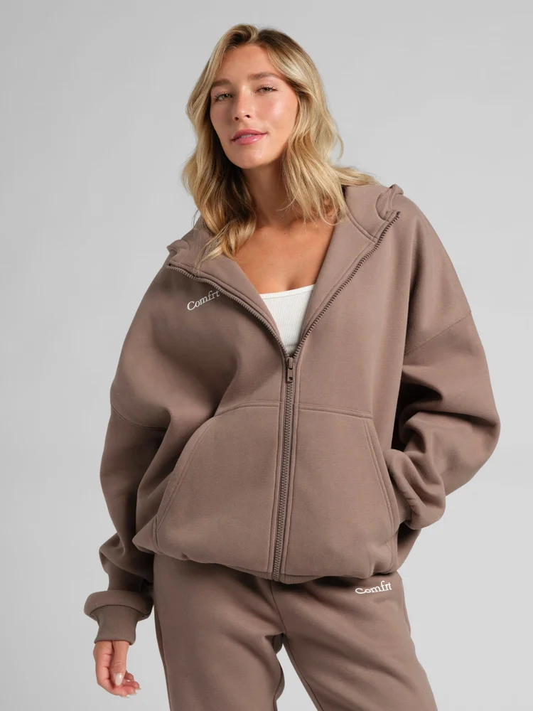 Cloud Zip Mega Hoodie in Caramel