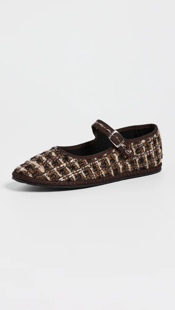 Mary Jane Tweed Flats - Coco