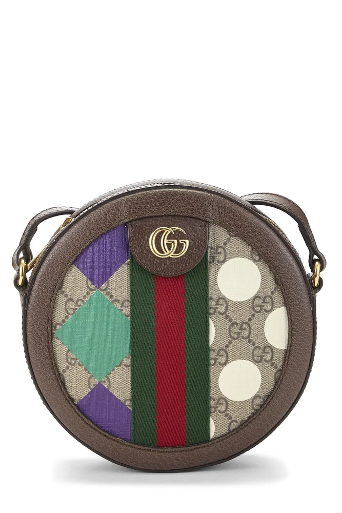 Brown GG Supreme Canvas Ophidia Round Bag