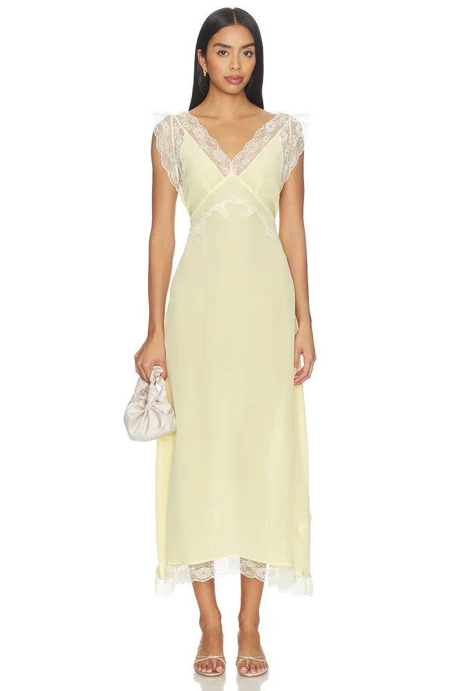 Irene Lace Trim Midi Dress