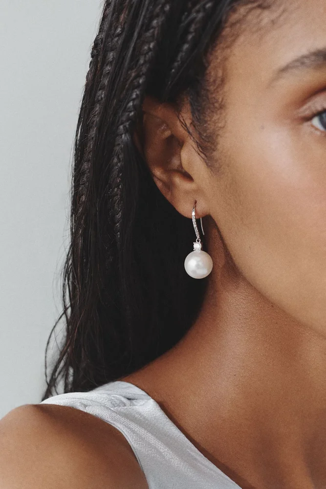 By Adina Eden Pavé Pearl Drop Earrings