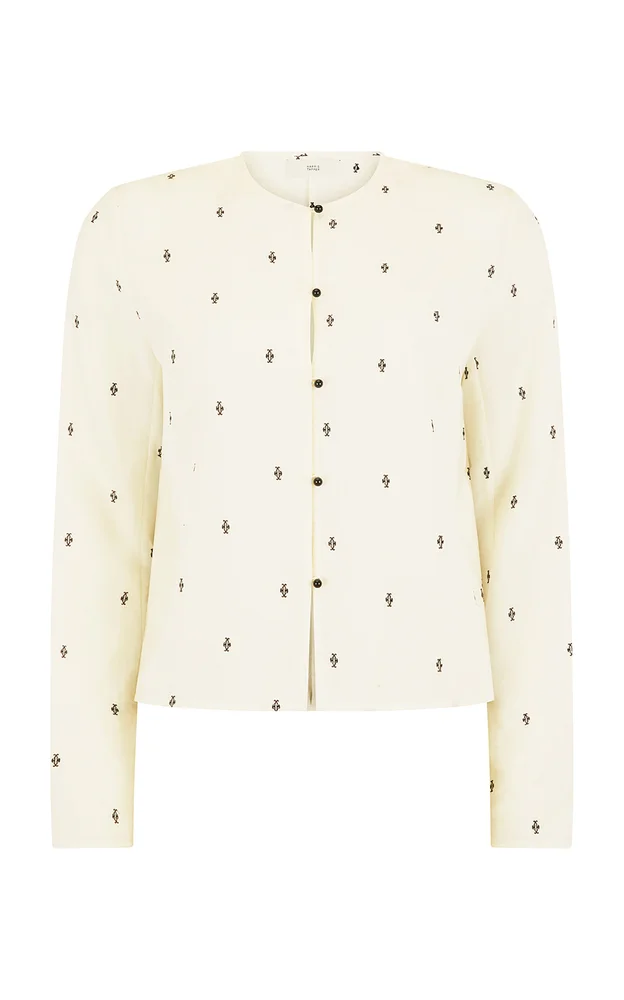 Exclusive Eileen Embroidered Silk-Blend Top