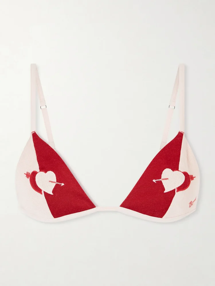 Wonderland two-tone jacquard-knit soft-cup triangle bra