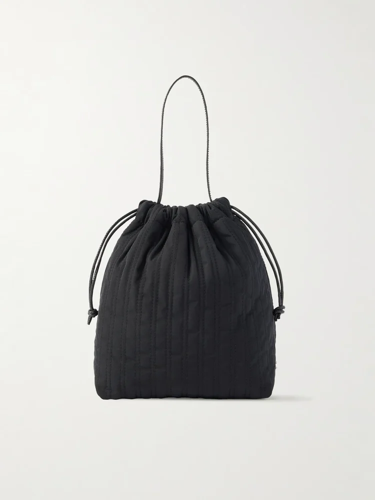 Bonnet leather-trimmed quilted nylon shoulder bag