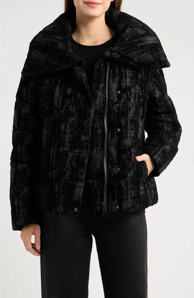 Snap Front Short Puffer Jacket