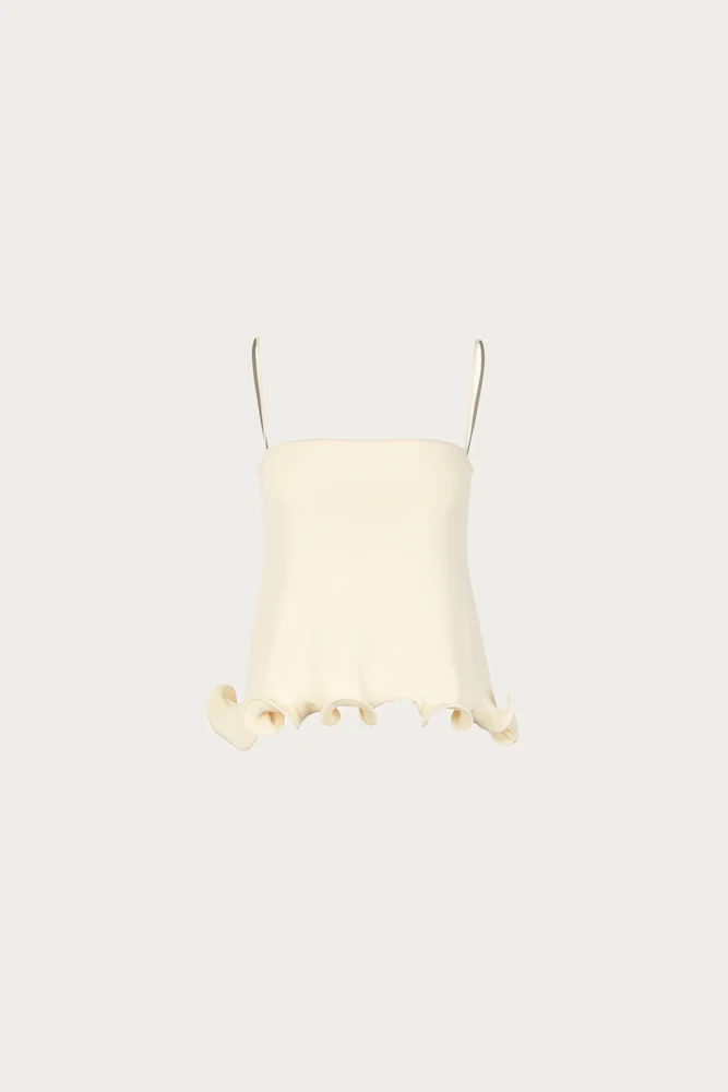 Ruffle Hem Tank Top (Cream)