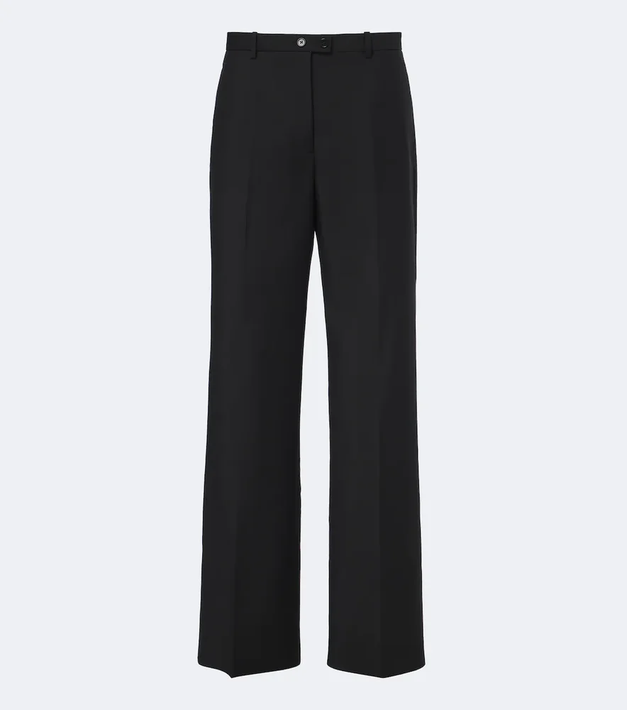 Wool and mohair canvas wide-leg pants