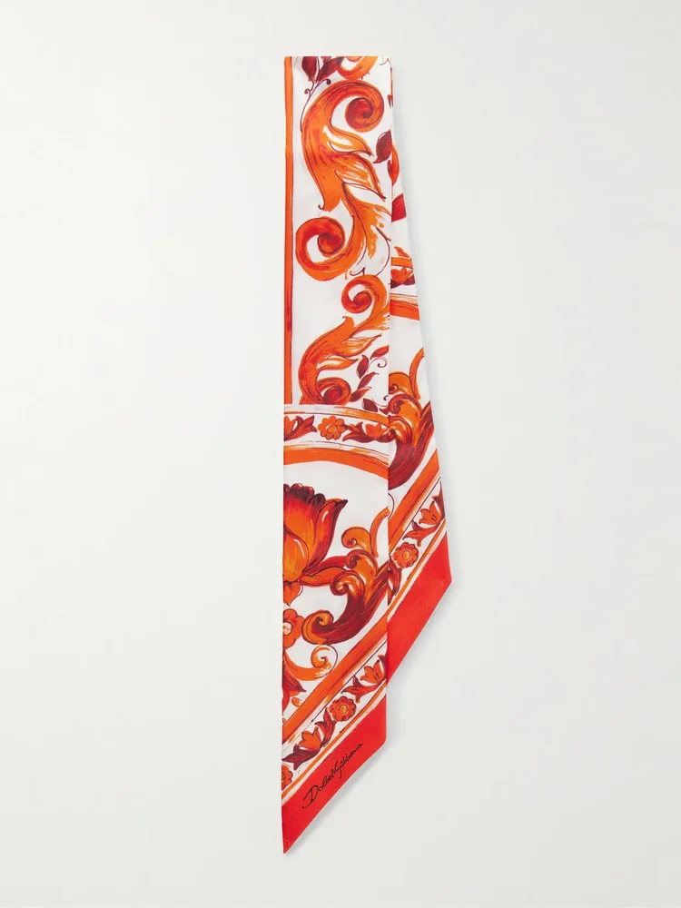 Floral Print Silk Twill Scarf