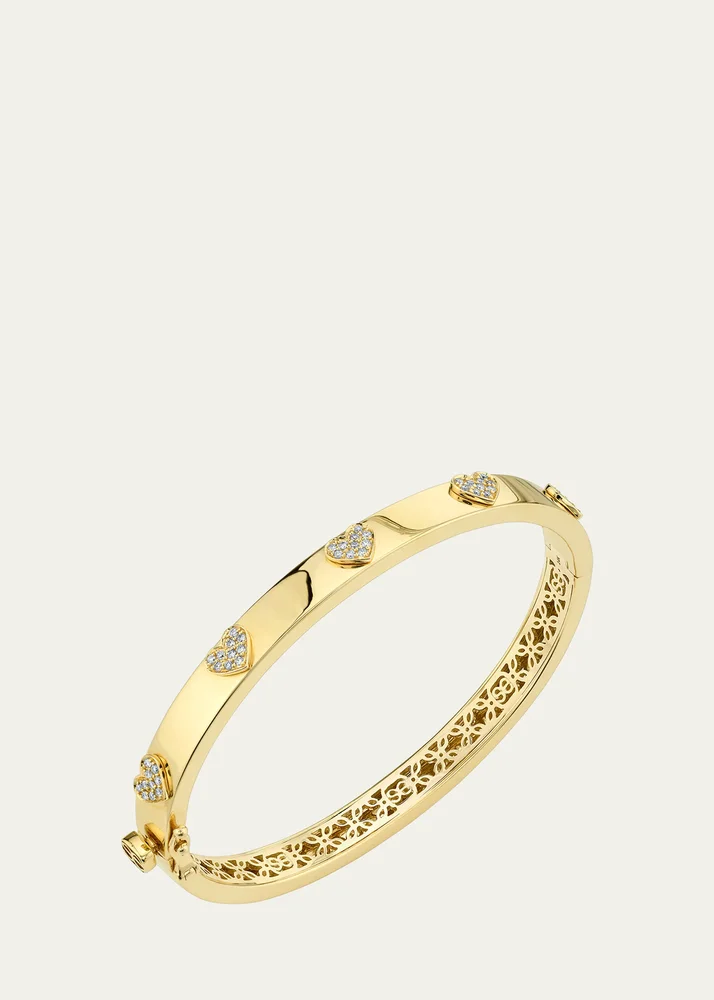 14k Gold Heart Bangle