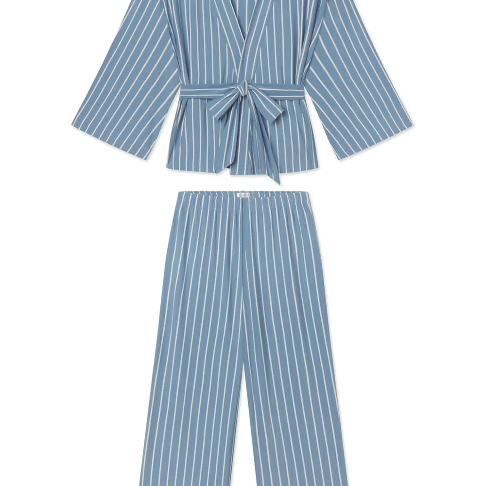 DreamModal Kimono Pajama Set in Serene Blue Stripe
