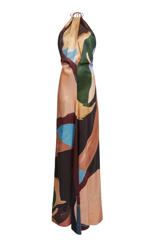 Printed Satin Maxi Dress