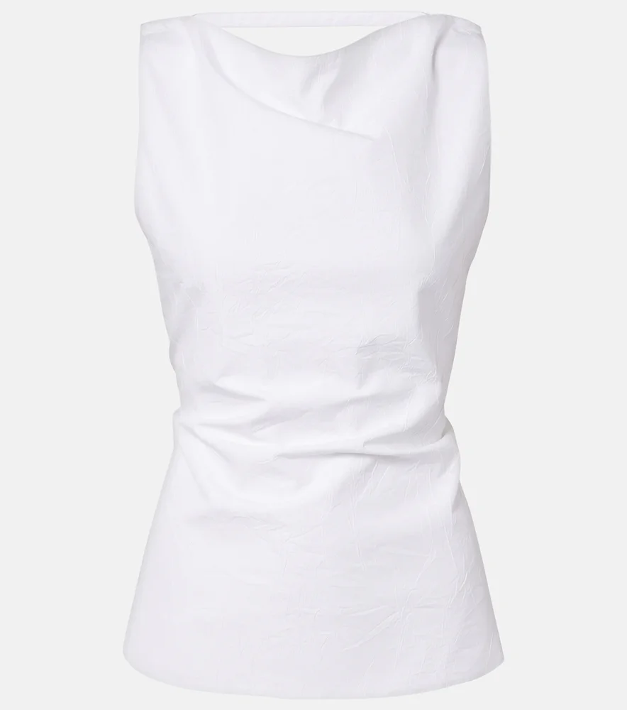 Draped cotton-blend top