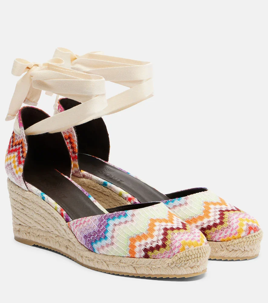 Eva 60 Zigzag lamé espadrille wedges