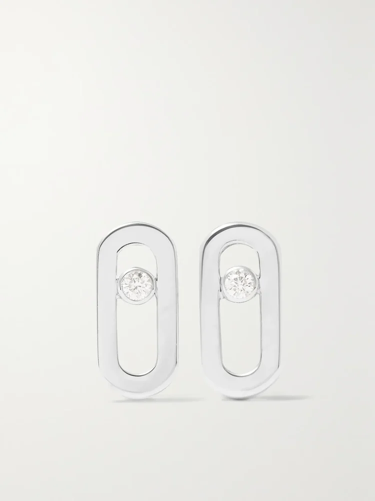 Move Uno 18-karat white gold diamond earrings