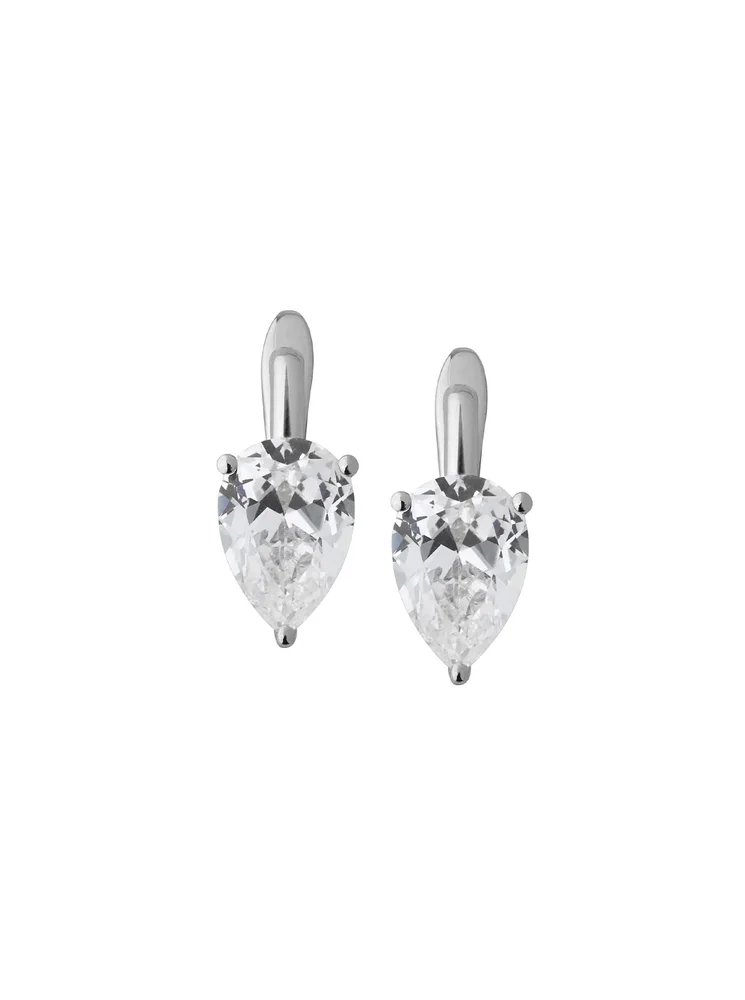 Porter Pear-Cut Earrings in Lab White Sapphire, Sterling Silver