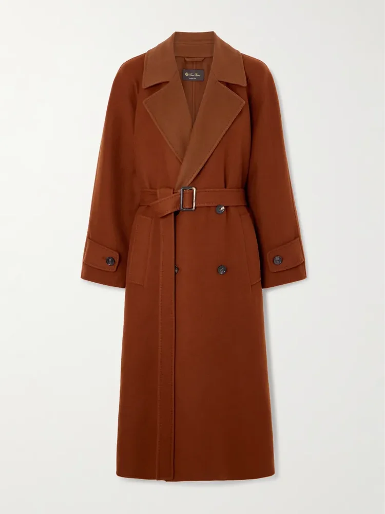 Foster double-breasted belted cashmere-blend felt coat