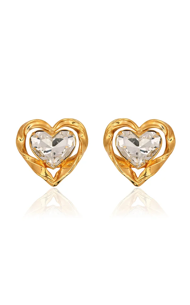 Large Heart Stone Earrings
