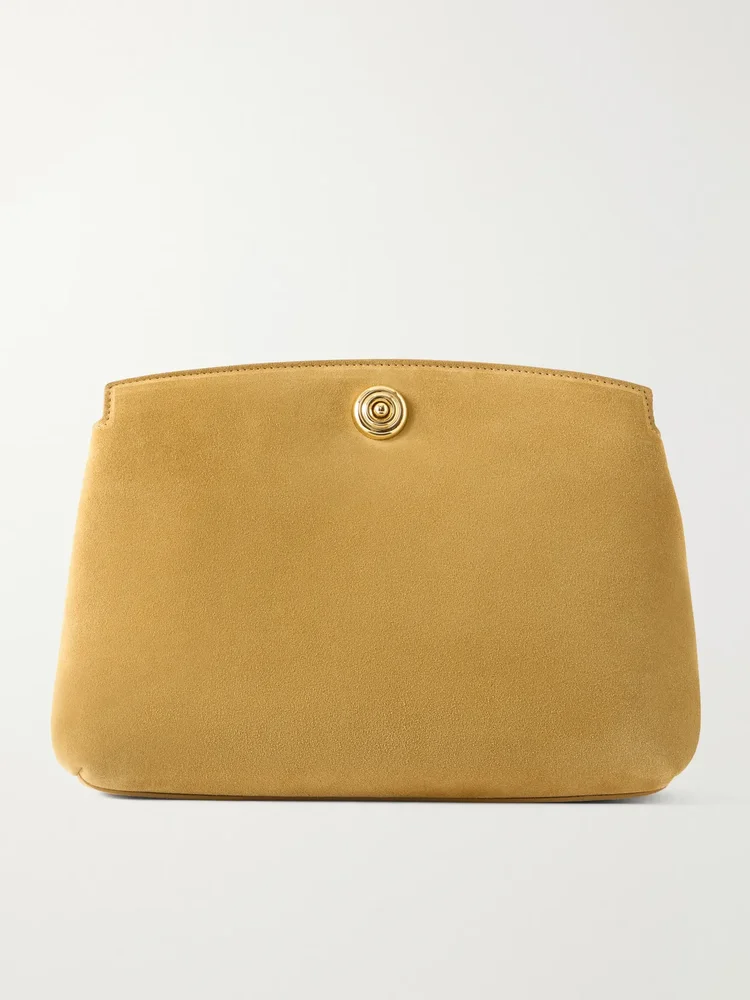 Pushlock suede clutch