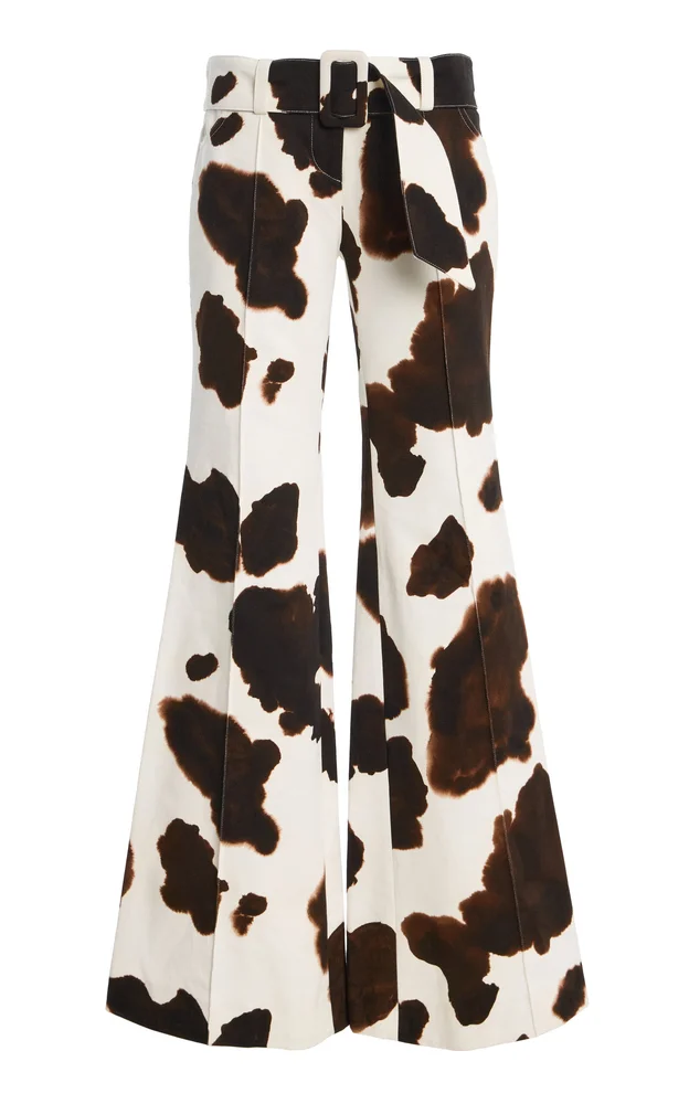 Clover Cow-Hide Cotton Flared Pants