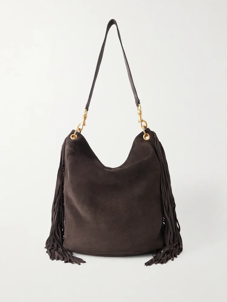 Asher fringed-trimmed suede shoulder bag