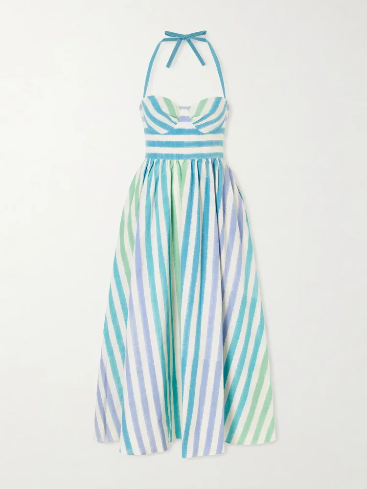 Johanna Ikat striped cotton midi dress