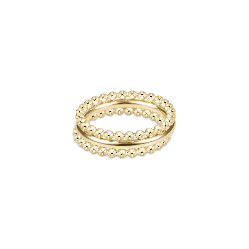 Classic Beaded Gold Ring Stack of 3