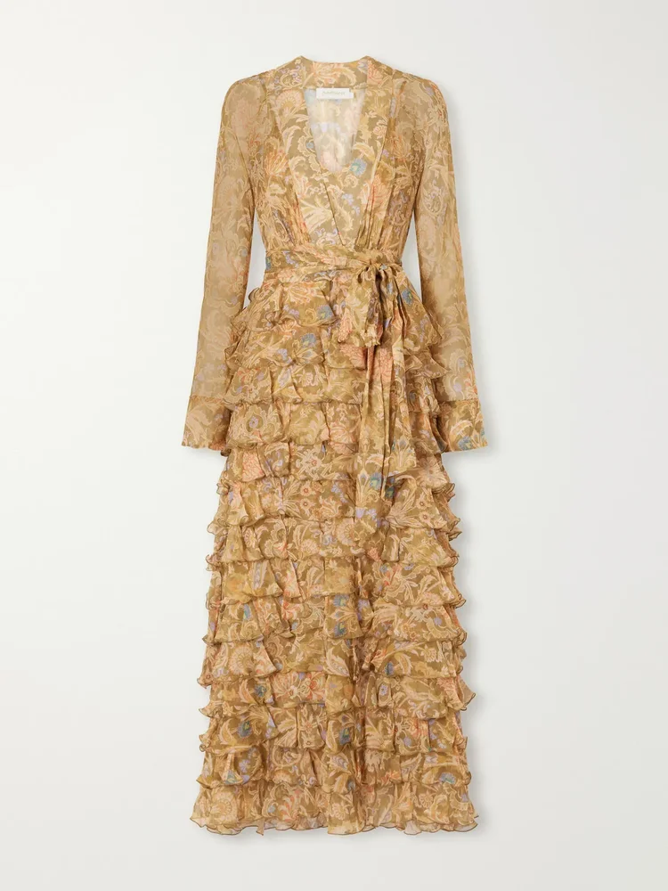 Valiant ruffled floral-print silk-chiffon maxi dress