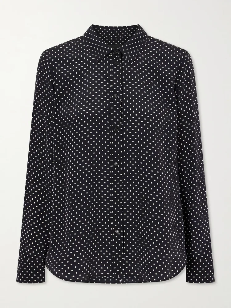 Gaia polka-dot silk-crepe de chine shirt
