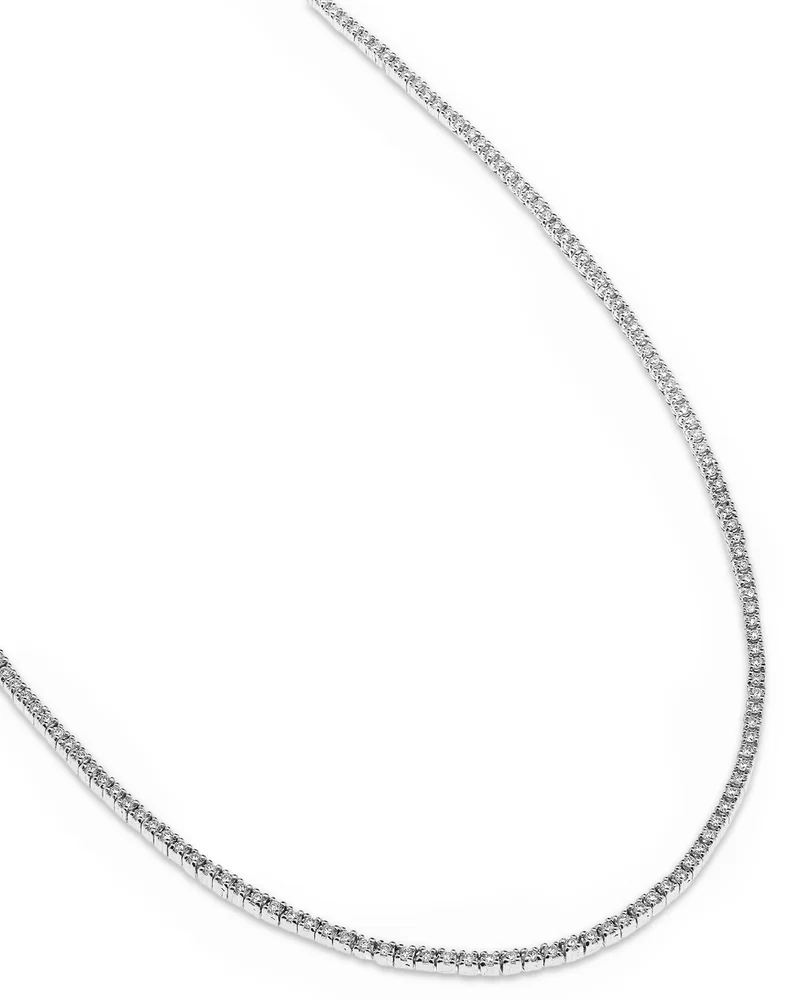 14K Gold Thin Diamond Tennis Necklace, 1.47 tcw