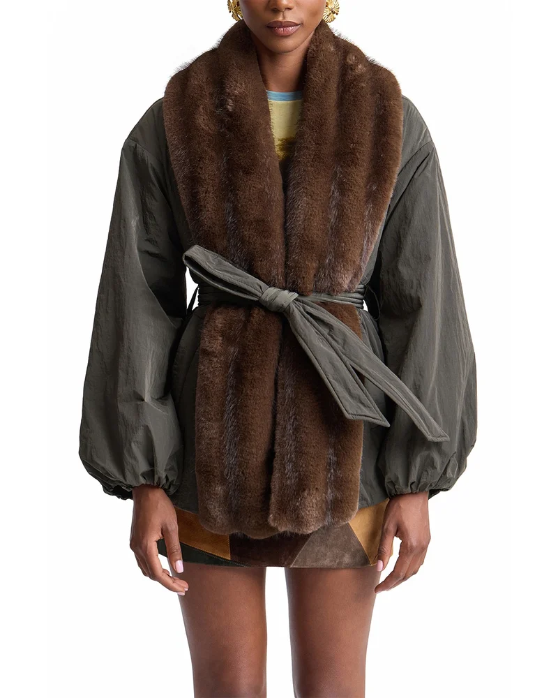 Faux Fur Trim Coat