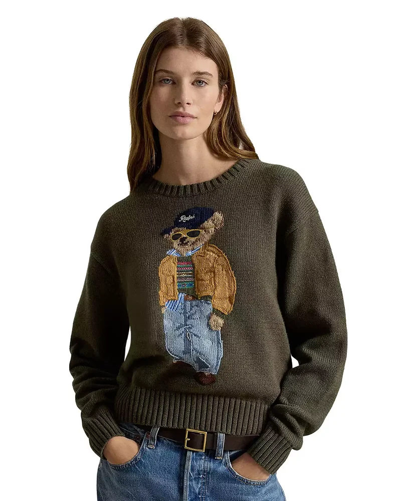 Polo Bear Cotton Crewneck Sweater