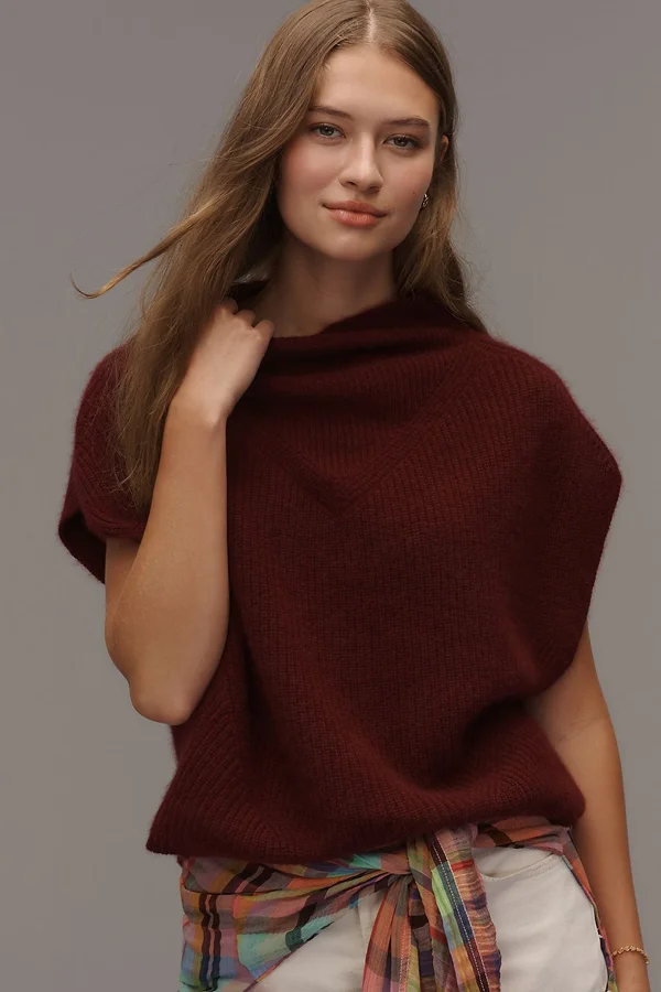 The Enza Cashmere Poncho Sweater Vest