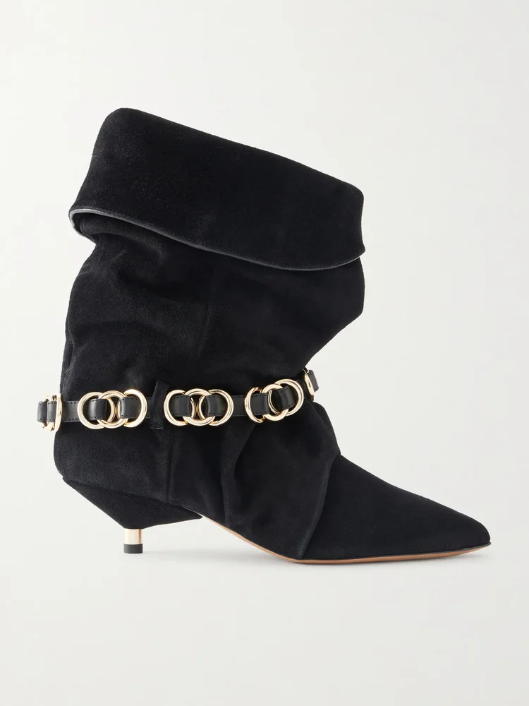 Edrik 40 embellished leather-trimmed suede ankle boots