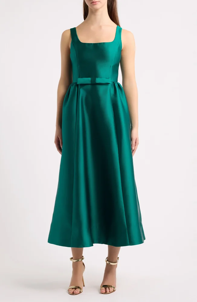 Sleeveless Square Neck Midi Dress