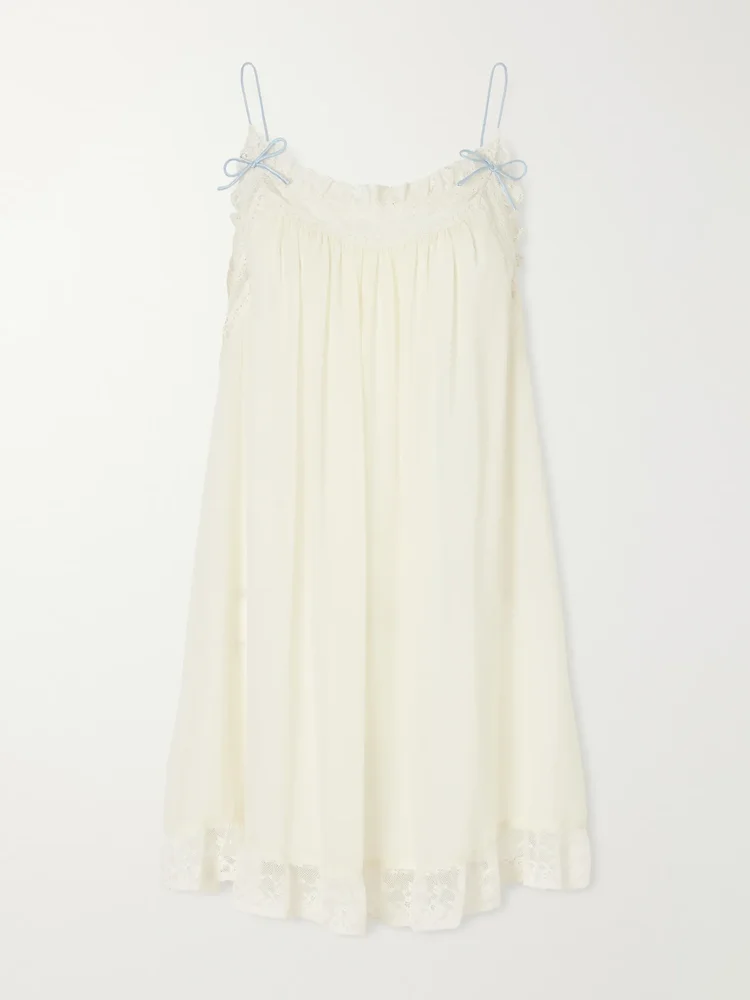 Penelope lace-trimmed silk mini dress