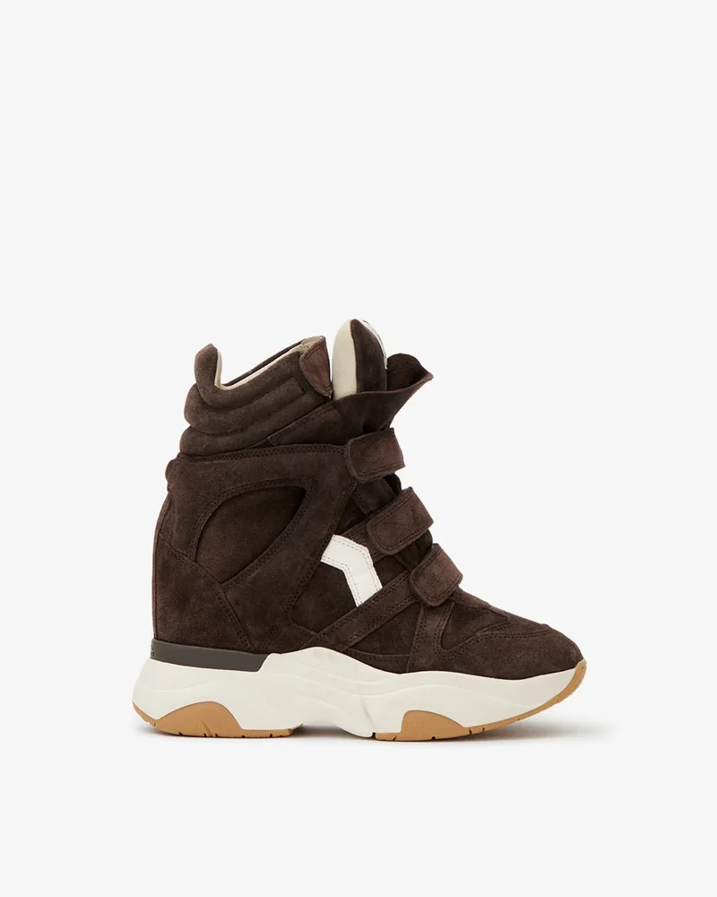 Balskee Suede Wedge Sneakers in Chocolate and Milky White