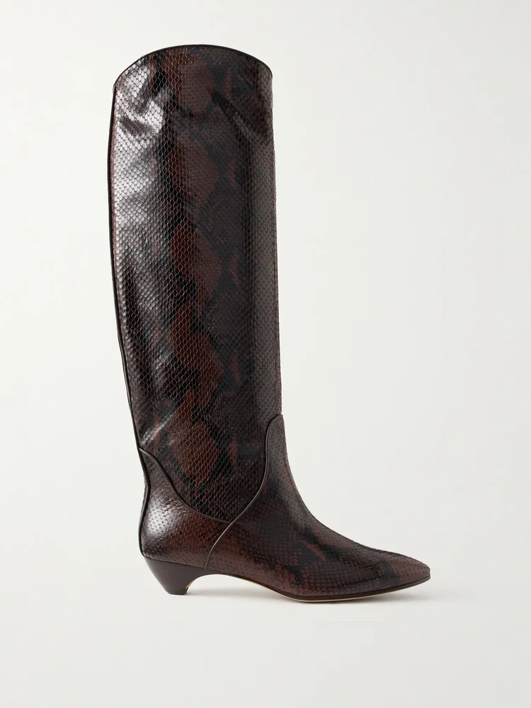 Allegra 25 snake-effect leather knee boots