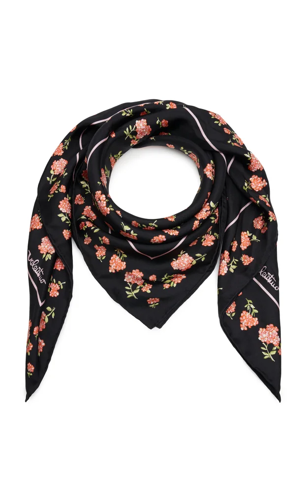 Floral-Print Silk Scarf