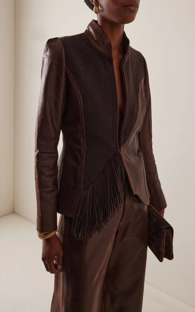Espiga Leather-Wool Blazer